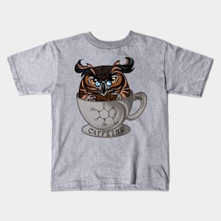 Black Coffee Owl Kids T-Shirt